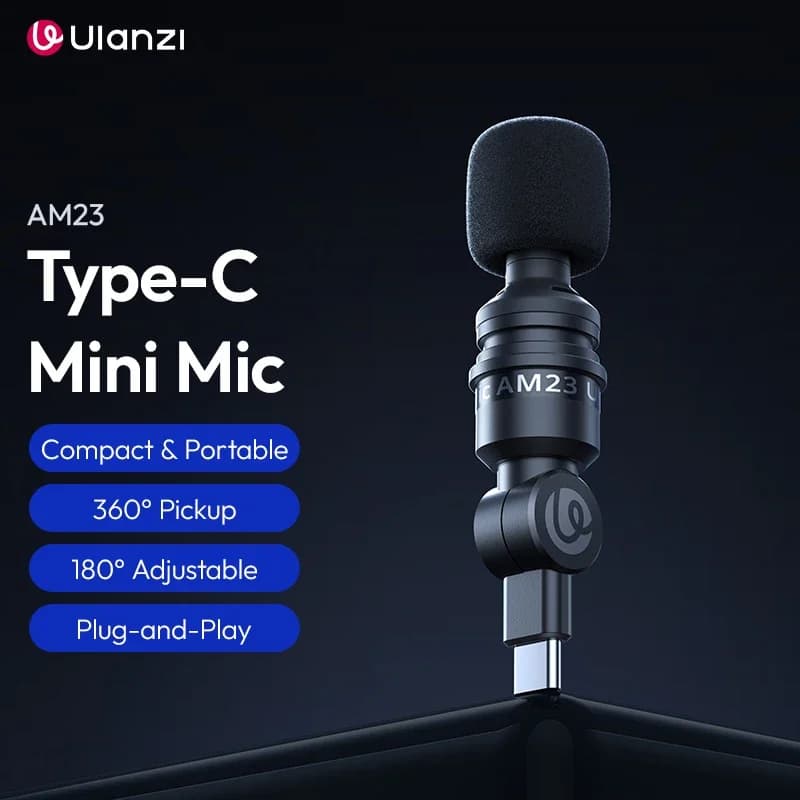 Ulanzi AM23 Mini 360 ° Microphone pickup with microphone plug and play type C for smartphone DJI Action Laptop Video recording Vlog Live