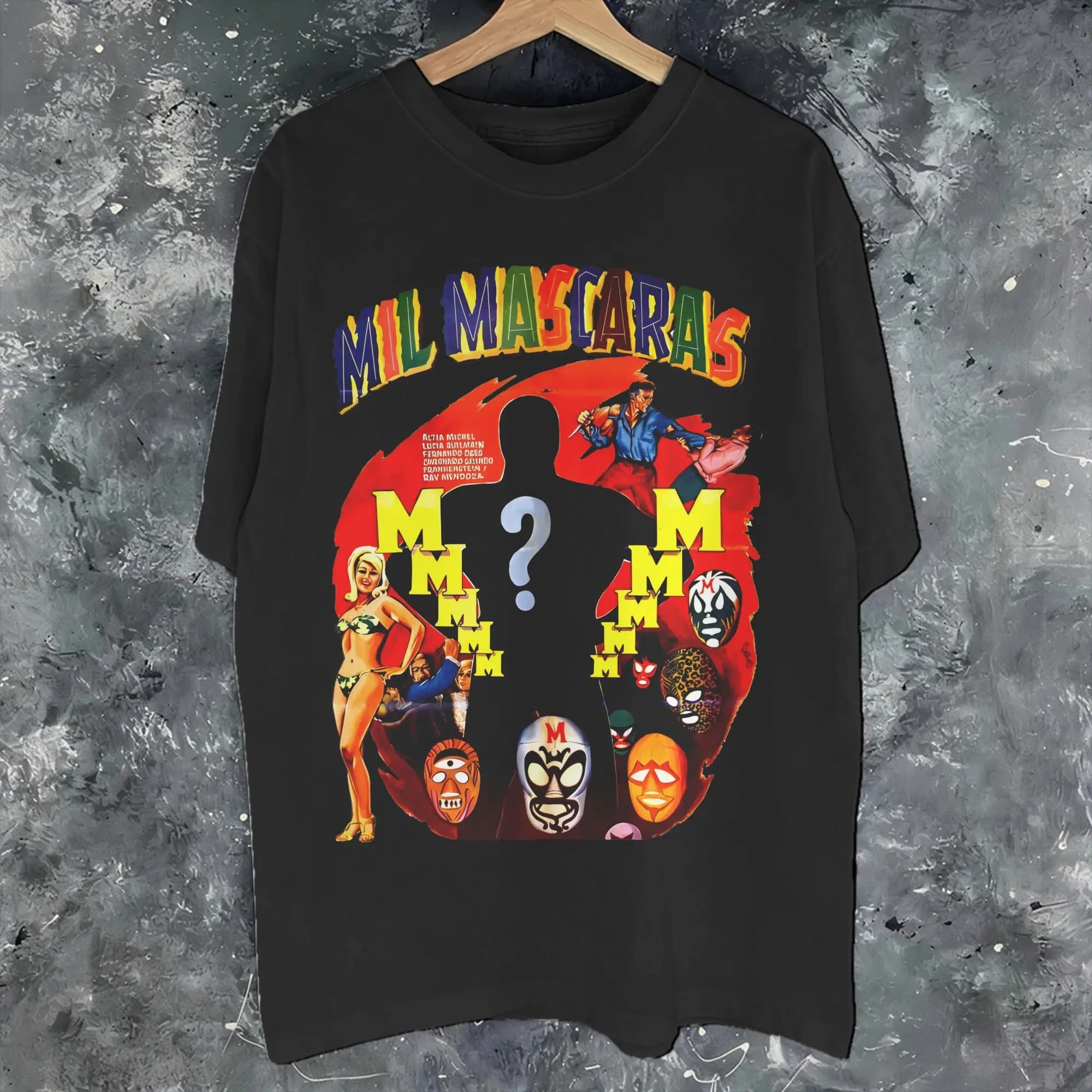 T-shirt in cotone con stampa grafica Maschera del lottatore messicano Mil Mascaras per uomo e donna - Abbigliamento Top