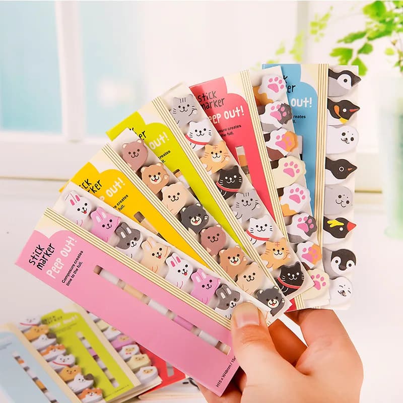 8 pezzi di cancelleria Cartoon Animals Marker Memo Pad segnalibro bandiere indice Tab Sticky Scrapbooking note etichetta adesivi di carta