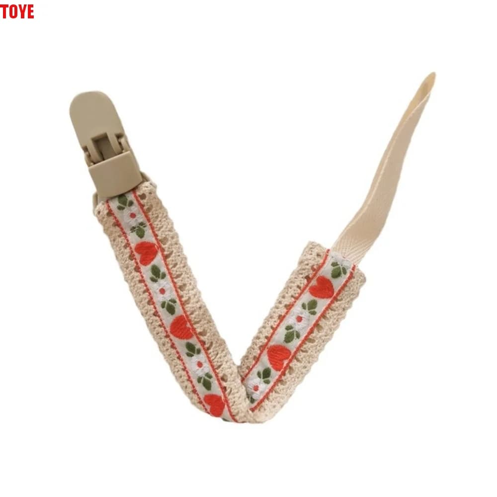 Catenella Portaciuccio in Stile Etnico per Neonati, con Ricamo Floreale, Giocattoli Massaggiagengive, Clip Regolabili per Ciuccio