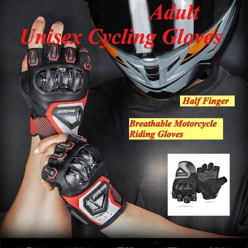 Adult Unisex Cycling Gloves Breathable Motorcycle Riding Gloves Half Finger Men's Summer Anti-Fall Electric Bike Riding Gloves
