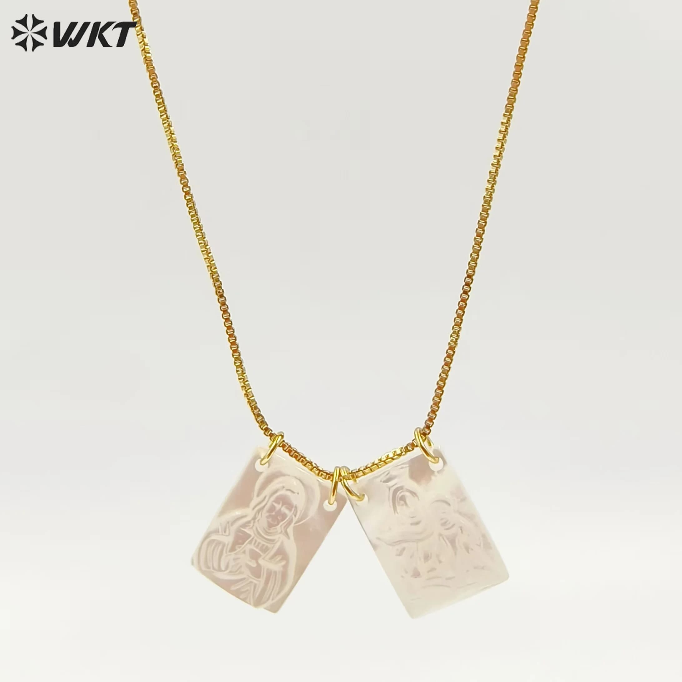 WT-JN285 WKT New Arrival Shell Christian Religious Necklace With Gold Plated For Women Precious Anniversary Gifts