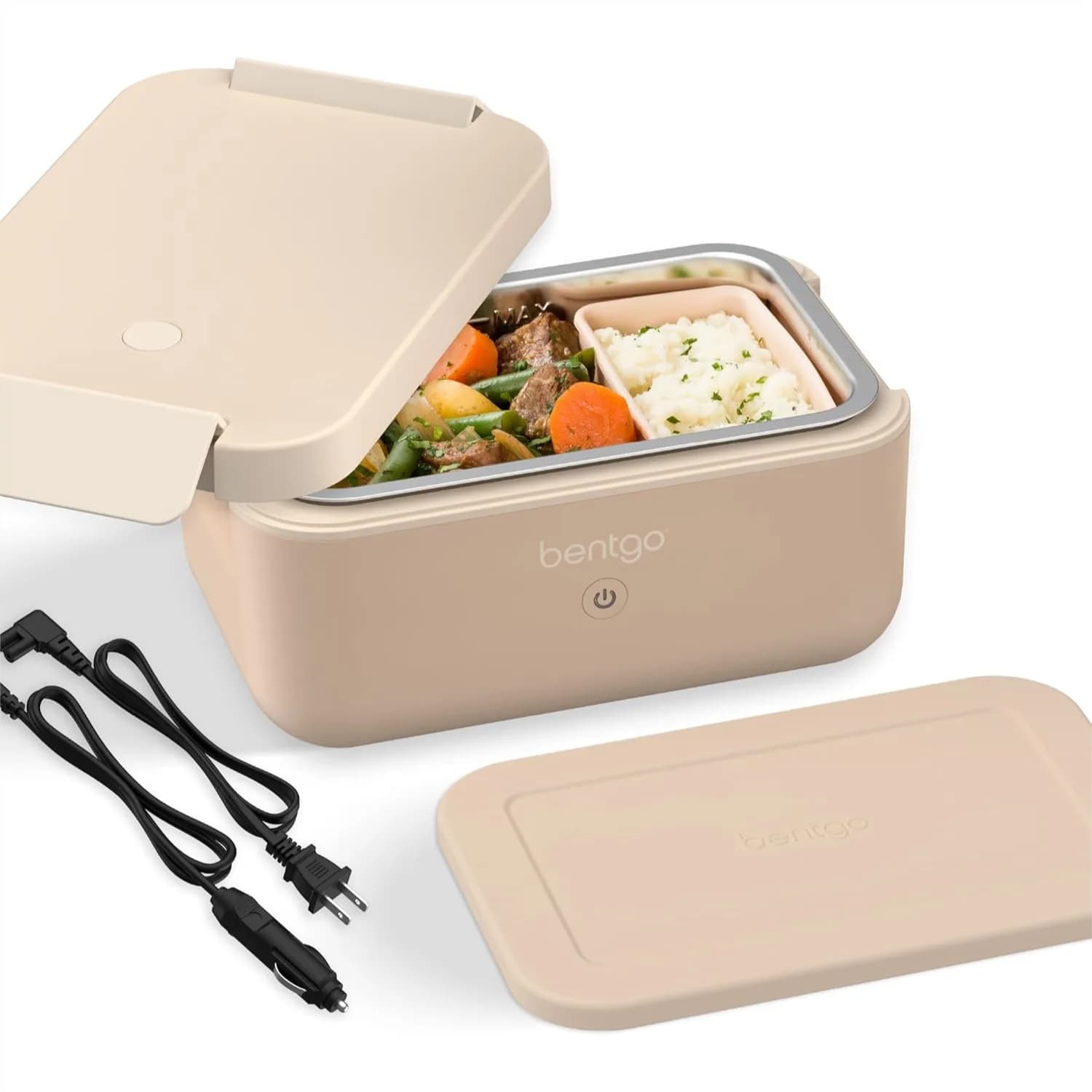 Scaldavivande Elettrico per Adulti, Contenitore Portatile per Riscaldare il Cibo al Lavoro e in Viaggio, Si Riscalda in 45+ Minuti, Cavi 12V/24V e 120V