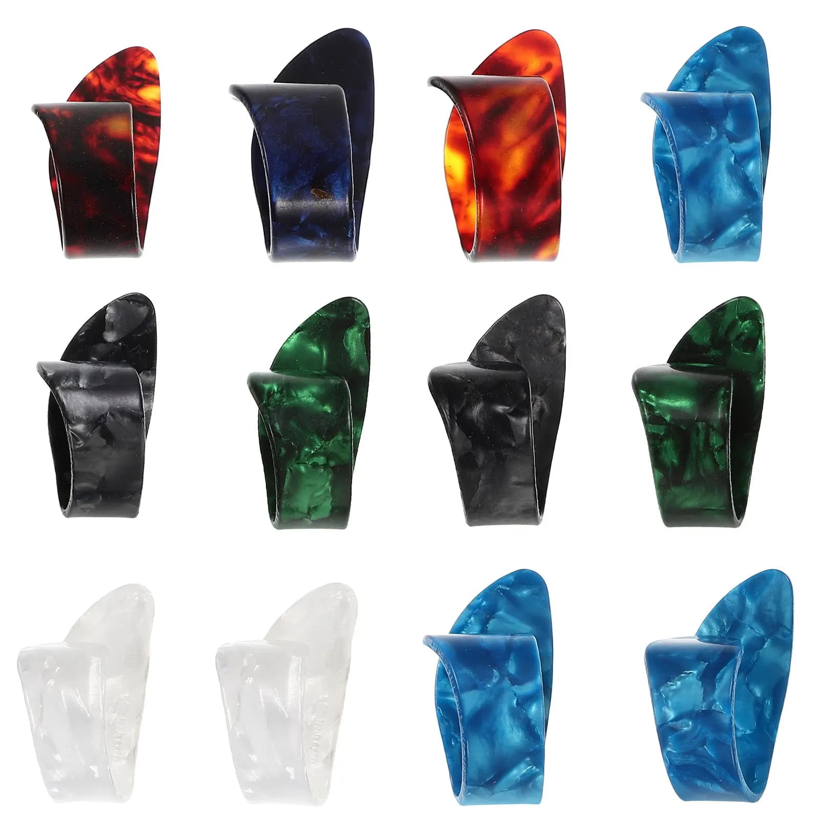 12PCS Guitar Finger Picks Nylon Comfort Fit Anti Slip Plectrums for Practice Beginners Sound Control