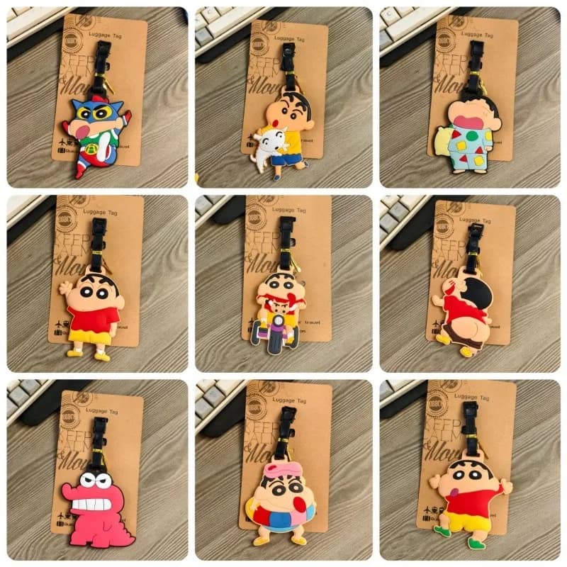 Etichette per Bagagli Anime Crayon Shin-chan, Porta Indirizzo e Nome per Valigie, Etichetta Portatile in Silicone per Viaggi