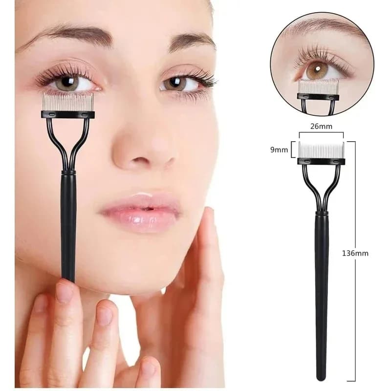 Foldable Brush for Eyelash, Mascara Separator Comb, Metal Folder with Stainless Steel Tooths, Black Makeup Beauty Tool