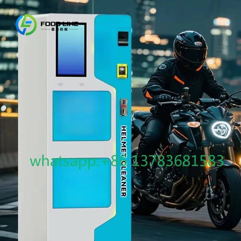 Distributore Automatico Portatile Personalizzato per la Pulizia e l'Asciugatura di Caschi da Bici Commerciali con Acqua Liquida, Supporta Monete, Codici QR e Token