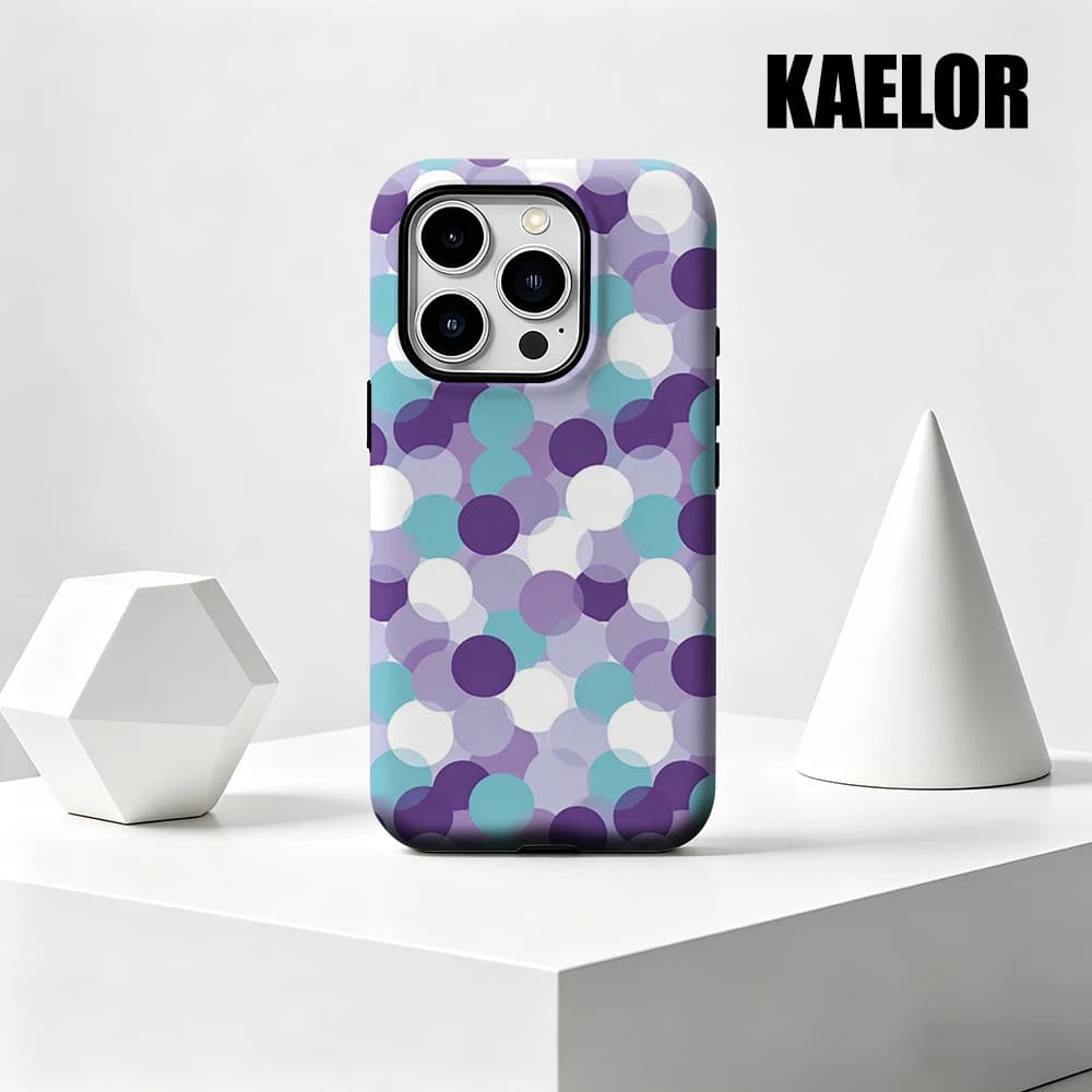 Custodia Kaelor opaca antiurto per MagSafe per iPhone 17 16 15 14 Plus Pro Max, in PC rigido, viola pastello a pois