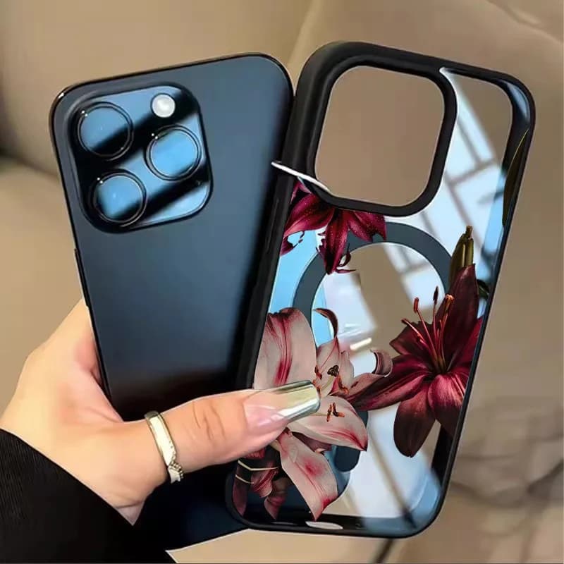 Mobile phone case: red and white Yashi pattern magnetic mobile phone case, suitable for iPhone 17/16/15/14/13/12/11 Pro Max/16 Pro/17 Plus/Air/17 Pro Max