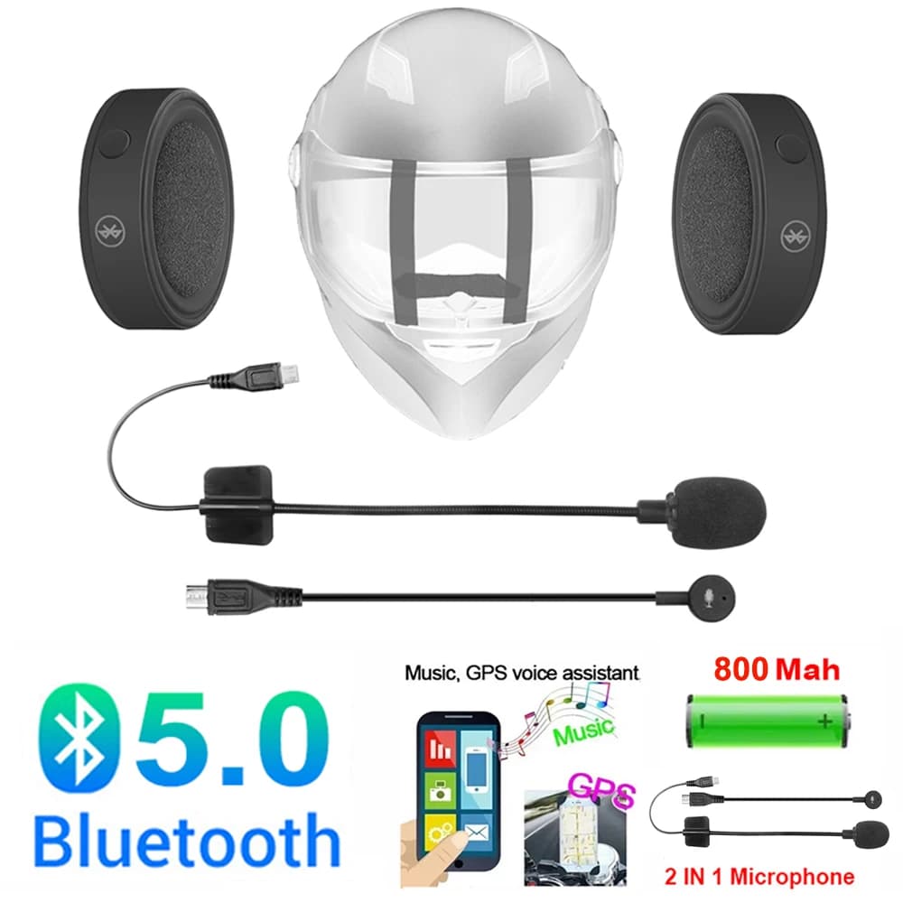Auricolare per casco da moto Bluetooth 5.0 Auricolare stereo vivavoce wireless Cuffie per casco da moto Altoparlante MP3