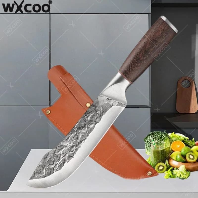 WXCOO Knife for hand-forged boner Professional butcher knife for butcher Knife with stainless steel wooden handle