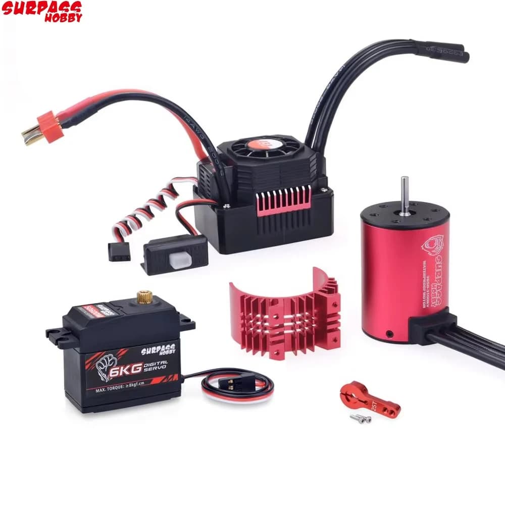 KK Impermeabile Combo 3650 3100KV 4500KV Motore Brushless con//Dissipatore di Calore 45A 60A Brushless ESC + S0600M 6KG Servo per Auto RC 1/10