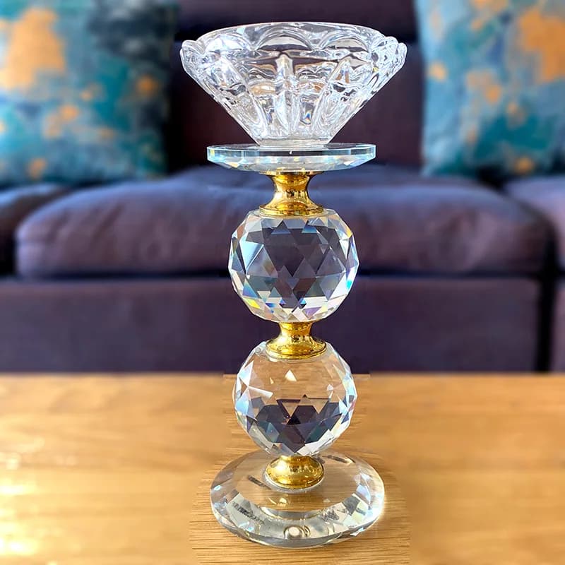 Morden Crystal Candle Holder Figurine Glass Candlesticks Ornament Craft For Romantic Dinner Home Wedding Table Decor