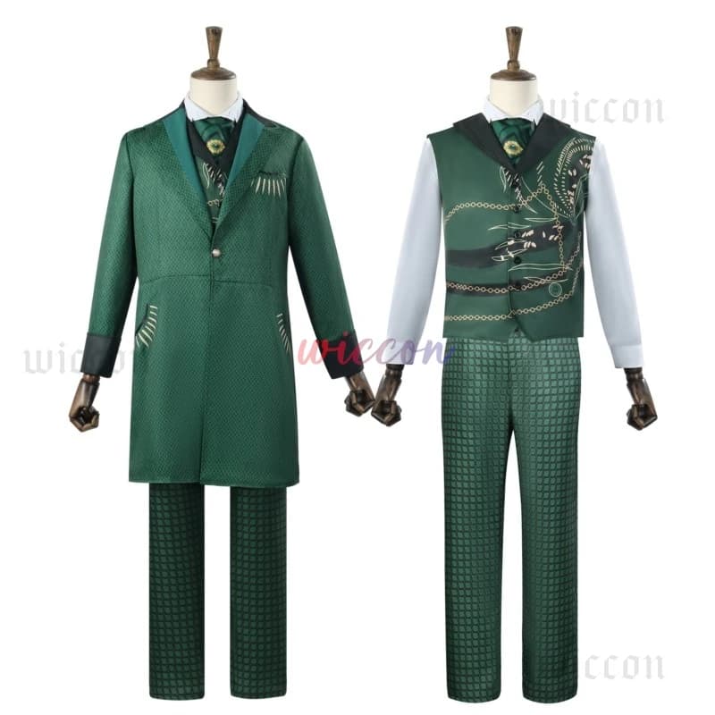 Wicked Men's Wizard Green Suit Jeff Goldblum Natale Halloween Capodanno Costume