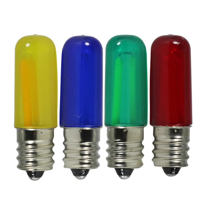 Mini lampadina a filamento LED E12 12V 220V 110V 2W T15 Lampada di ricambio a colori RGB infrangibile in plastica multicolore per decorazioni per feste