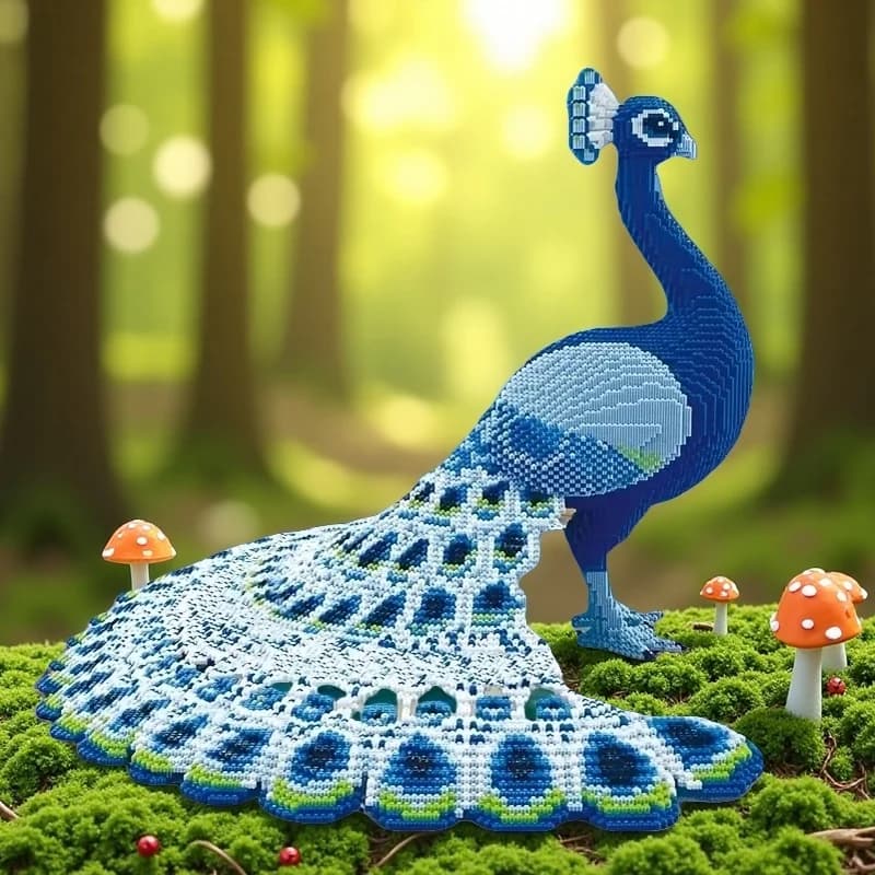 5684 Blocchi di costruzione di pavone blu, Giochi di società, Artigianato fai-da-te, Blocchi antistress, Banco reception aziendale, Decorazioni per il soggiorno e lo studio, Regali per le vacanze, Regali per la vigilia di Natale, Regali per gli amici di Natale, Regali di Pasqua