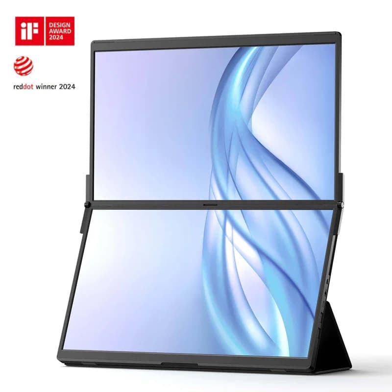 NEW JSAUX FlipGo Dual 15.6 Inch FHD Portable Monitor One Cable Connection Magnet Design Foldable Suitable for Laptop