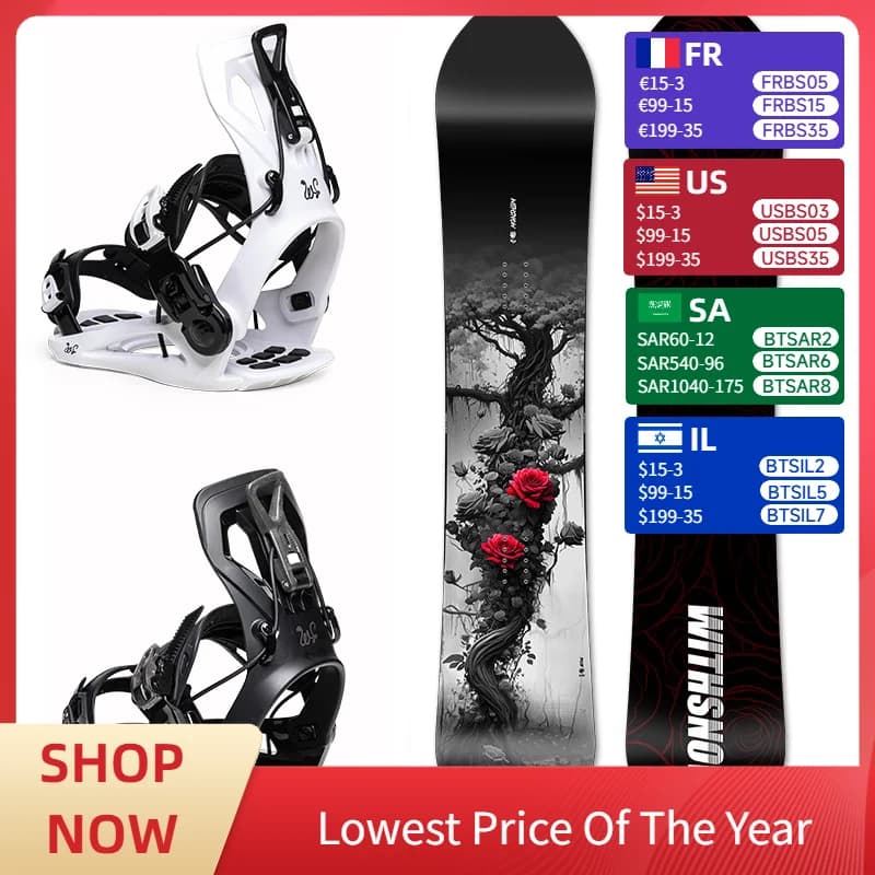 Set da due pezzi con rilegatura ad usura rapida, per uomo, donna, adulto, piatto, snowboard, equipaggiamento da sci completo per sport invernali, realizzato in legno
