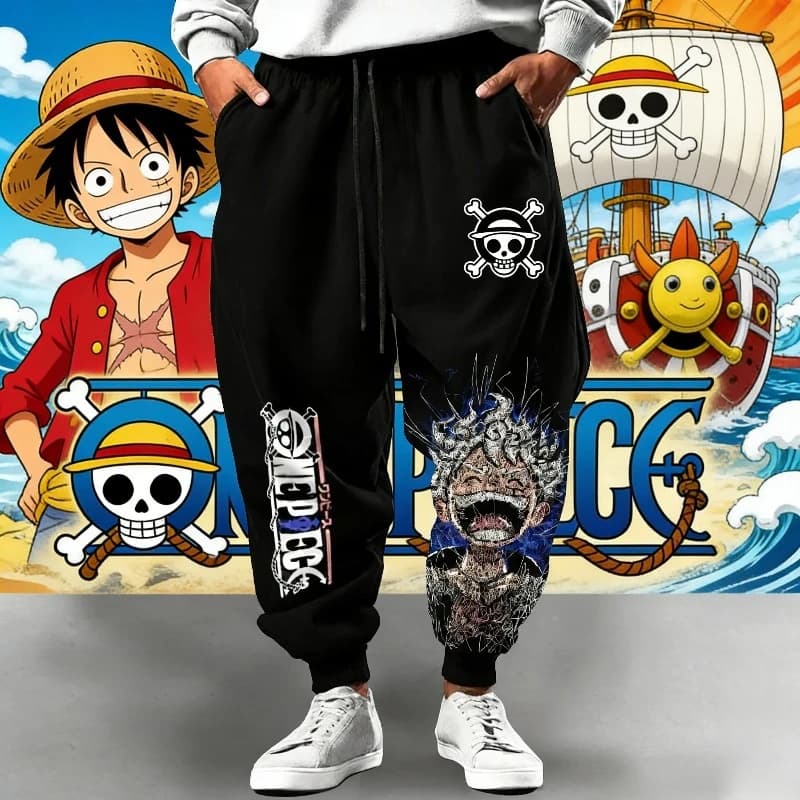 Pantaloni Sportivi Unisex One Piece Luffy Primavera-Estate 2026, Stampa Anime Harajuku, Stile Hip-hop Americano, Modello Largo