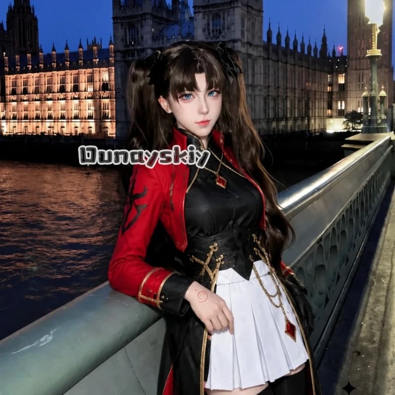 KS*22Honkai Star Rail X Fate Tosaka Rin School Uniform Jacket Cosplay Costume Game Outfit Dress Darkness Outfit Women Party