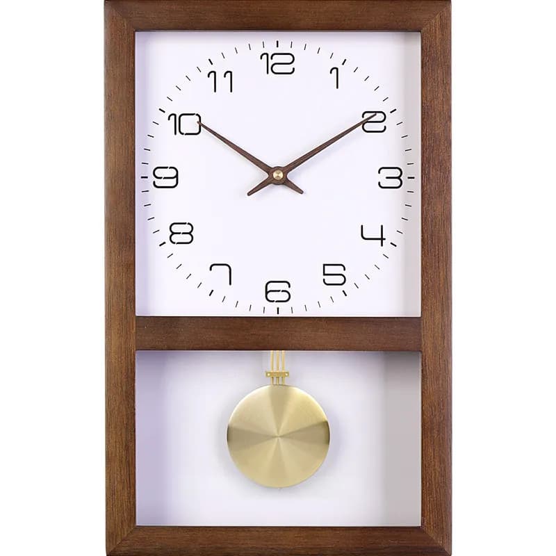 Living room solid wood square decorative clock, creative clock, quartz wall clock