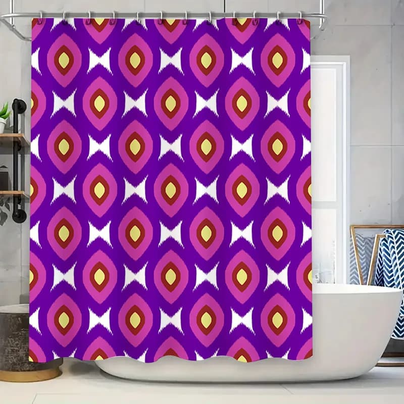 Tenda da doccia con diamante viola, tappetino da bagno impermeabile, tessuto decorativo, rosa, giallo, rosso, bianco, per bagno, 72 x 84 pollici (L) in Ho