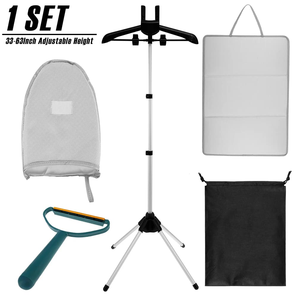 Set di supporti per gancio per cottura a vapore portatile 360 ° Supporto per cottura a vapore girevole per indumenti Rack per cottura a vapore per vestiti ad altezza regolabile da 33-63 pollici