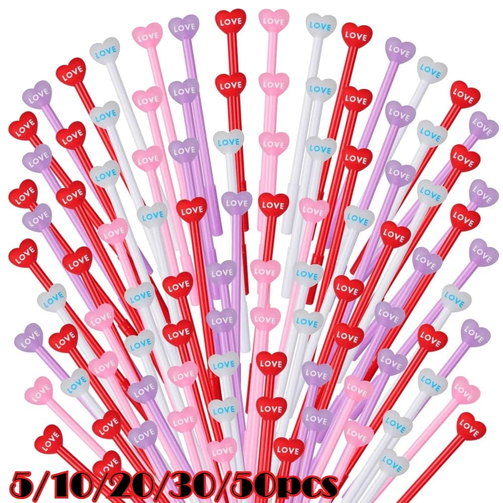 5/10/20/30/50pcs Penne Gel a Forma di Cuore 0.5 Mm Inchiostro Nero San Valentino Scuola Casa Matrimonio Bridal Shower Insegnanti Regali
