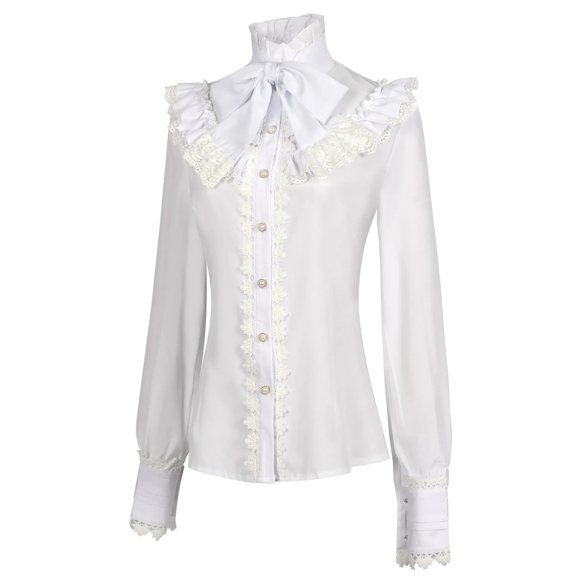 New Arrival Women's Victorian Gothic Shirt, Vintage Long Sleeve Lace Embroidery Blouse
