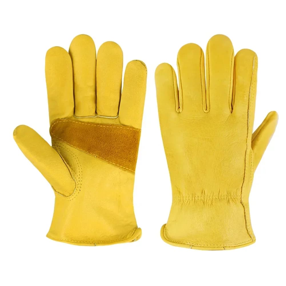 Guanti da Lavoro in Pelle per Giardinaggio, Motociclismo, Saldatura, Protezione in Officina, Antiscivolo, Resistenti all'Usura, Adatti per Porter