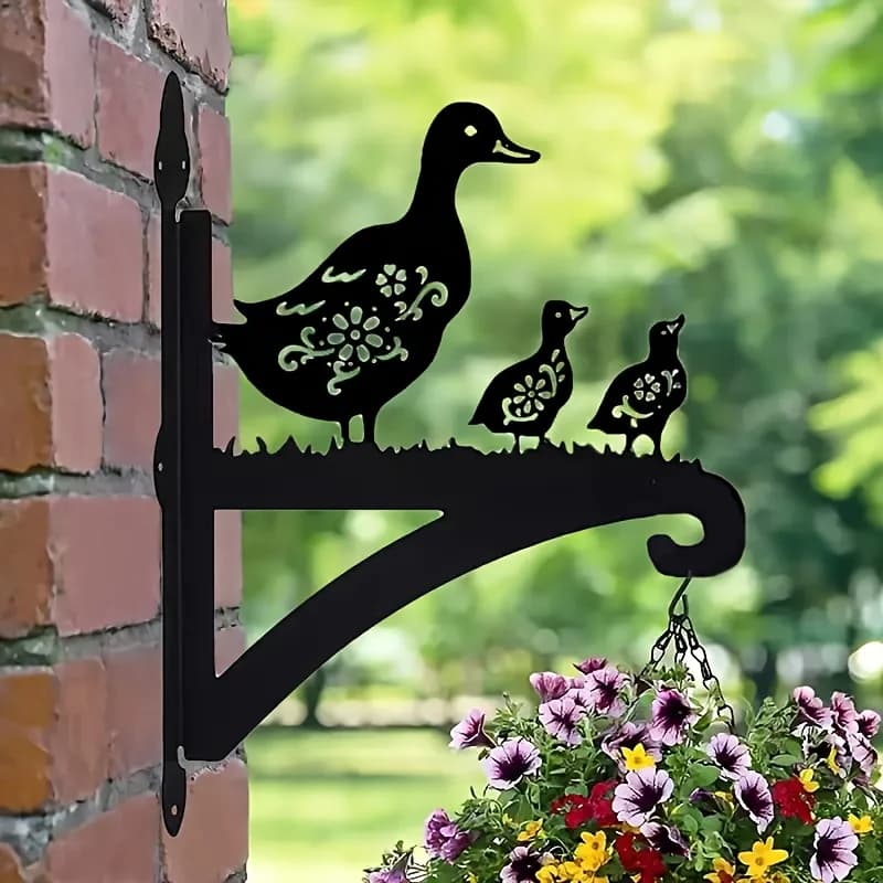 1 Elegant Design - Metal 2D Duck-Shaped Wall Plant Hanger | Suitable for Flower Pots, Lighting Fixtures, Bird Feeders, Wind Chimes, Decorative Stands, Home and Garden Decor, Rustic Charm, Handcrafted Details, Durable Construction.