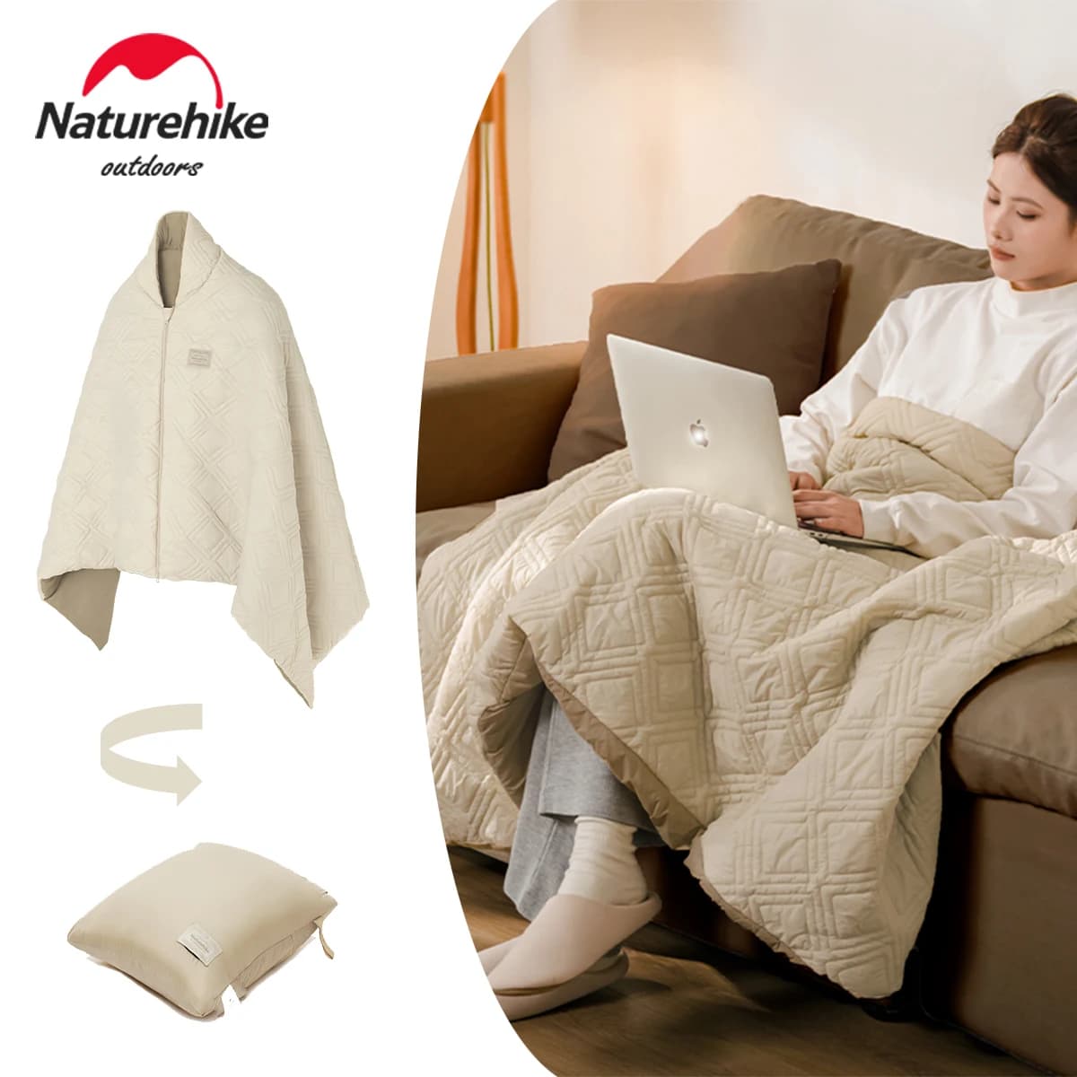 Naturehike Electric heated cover USB 3 heating levels Nylon heated cover Wearable sleeping bag Outdoor windproof napkin quilt