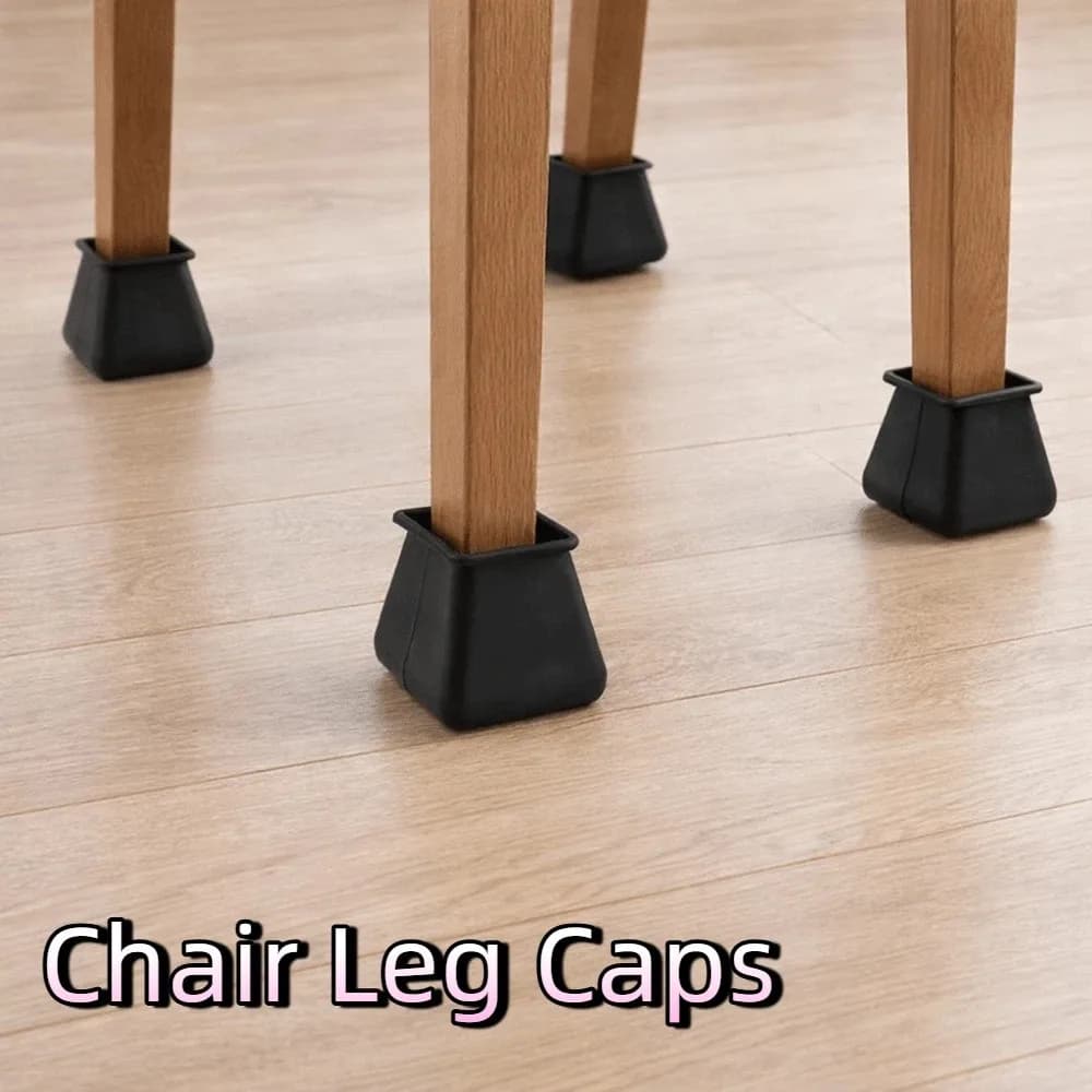 24 Pezzi Tappi Antiscivolo Silenziosi per Gambe di Sedie, Protezioni Antigraffio e Antirumore per Gambe di Mobili, Protezioni in Silicone Nere per Pavimenti