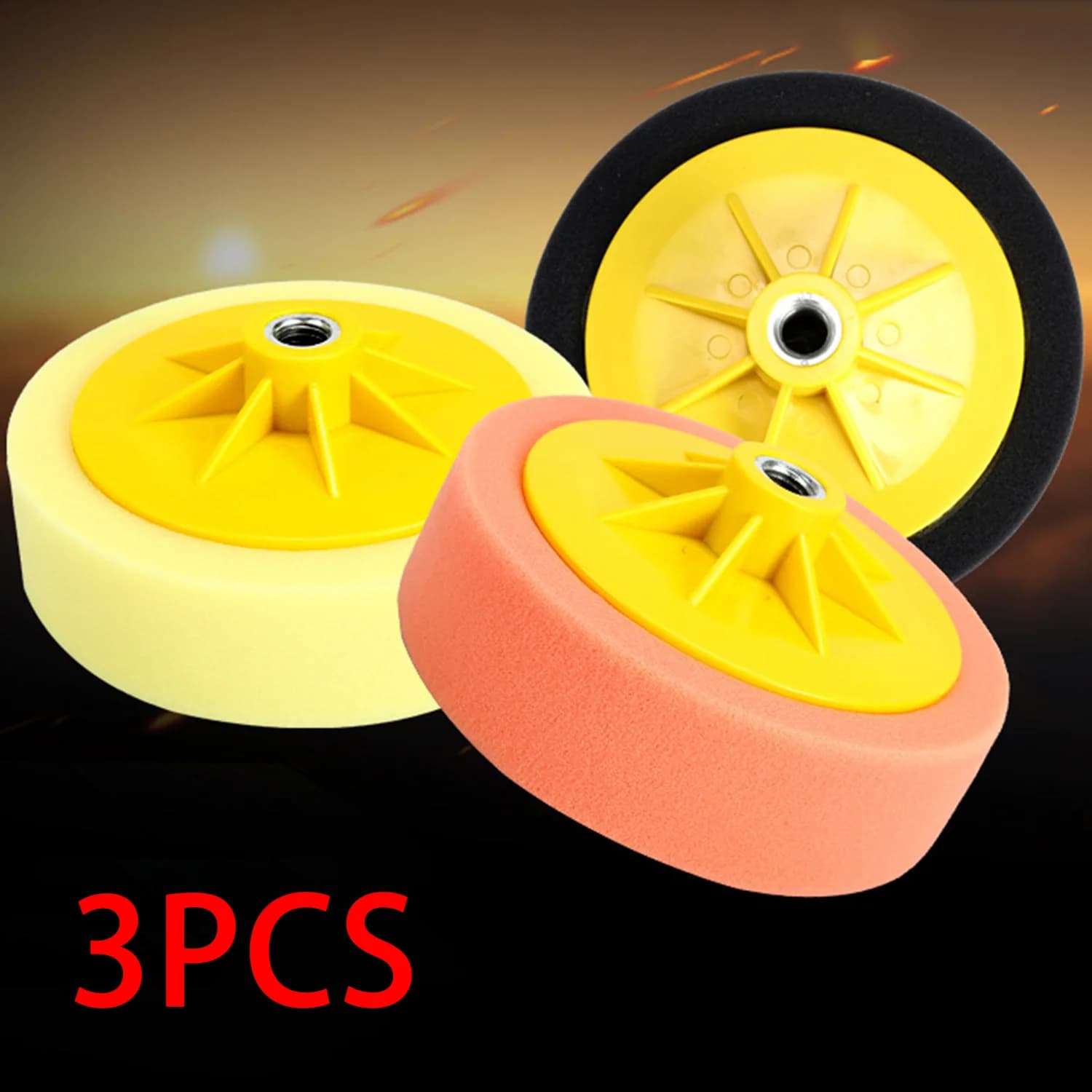 Set of 3 Polishing Tamps 6 Inches (Grossi/Medi/Fini), Restoration Sponges Mirrors, Sponge for Car Ceratura, Disco M14