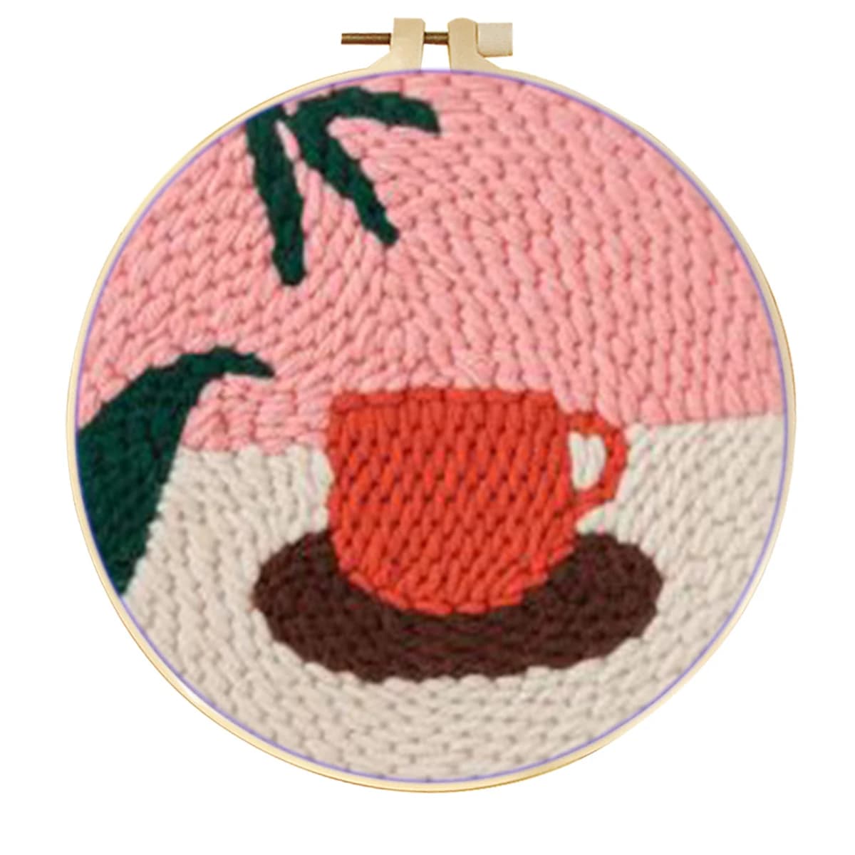 RUOPOTY Punch Needle Home Decor Red Coffee Cup Fun Crafts For Adults Landscape Embroidery Kits For Beginners Home Wall Decor Di