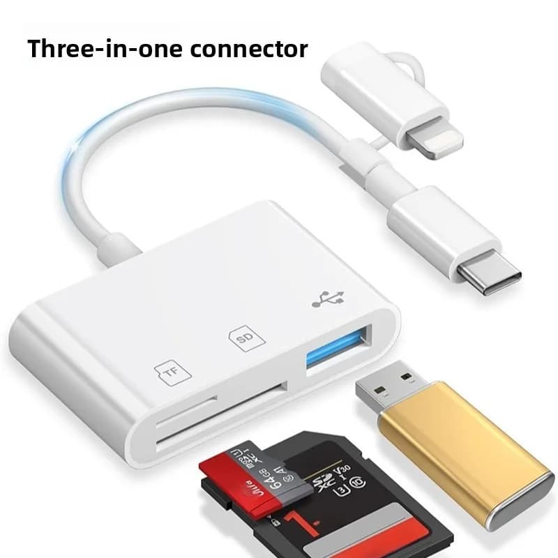 Lettore di schede USB C 3 in 1 compatibile con iPhone 15 Pro, iPad, Mac, MacBook, laptop, Android, PC e altri dispositivi USB C, per schede di memoria SD/TF.