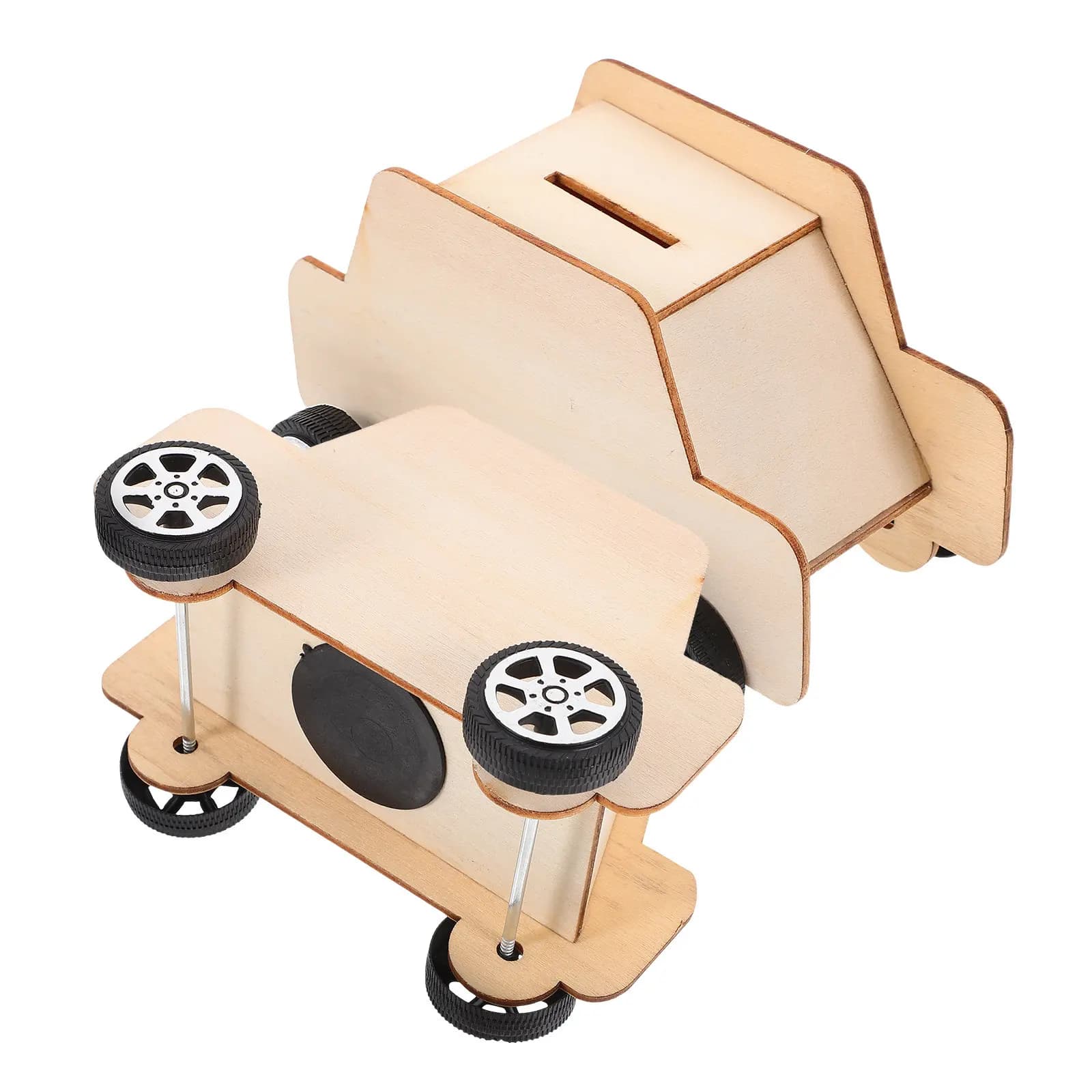 2 Pezzi Salvadanaio in Legno a Forma di Auto, Non Verniciato, per Bambini, Progetto Creativo di Colorazione, Artigianato Educativo per lo Sviluppo