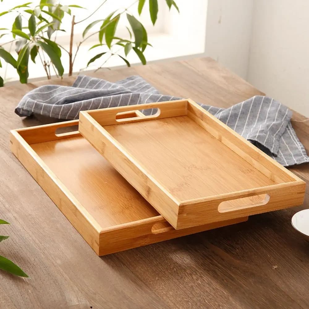 New Rectangular Storage Tray household Solid Wood Storage Plate Bamboo Water Cup Plate Dried Fruit Water Cup Plate