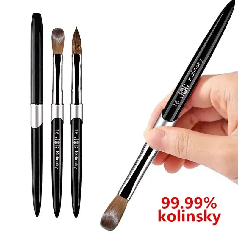 1 Pennello per Unghie in Acrilico Kolinsky Sable, Pennello per Gel UV, Pennello per Intaglio, Pennello per Polvere Liquida, per Disegno Unghie Fai da Te