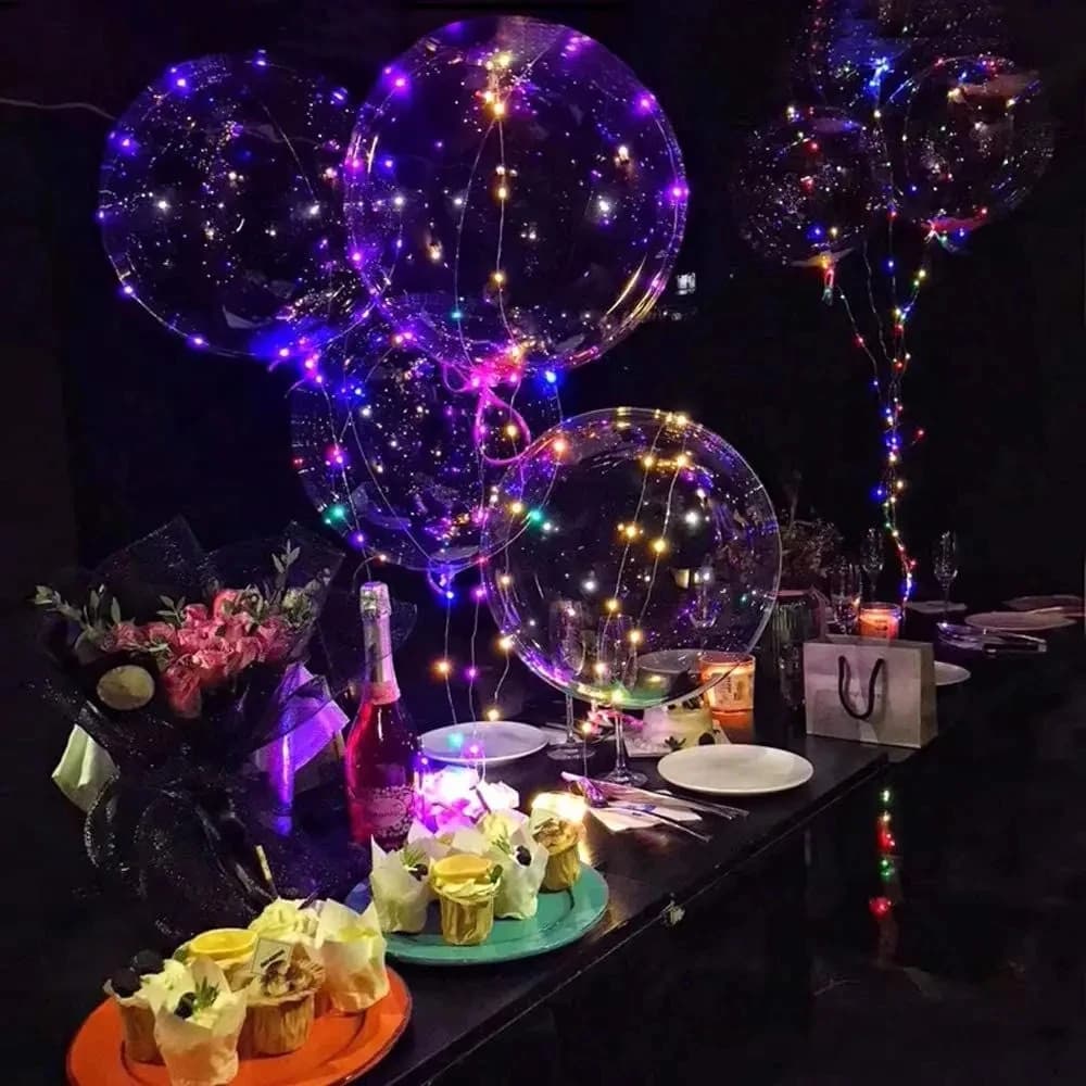 Palloncino a LED da 4 pezzi con palloncini Bobo trasparenti luminosi luminosi Decorazione per feste di compleanno per matrimoni Palloncino a luce a LED