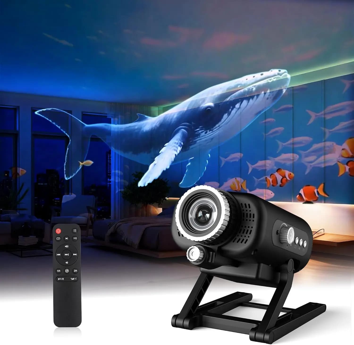 Proiettore Galassia 3D Dinamico con 60 Scene, Altoparlante Bluetooth, Luce Notturna per Arredamento Camera, Regalo Ideale per Bambini e Adulti