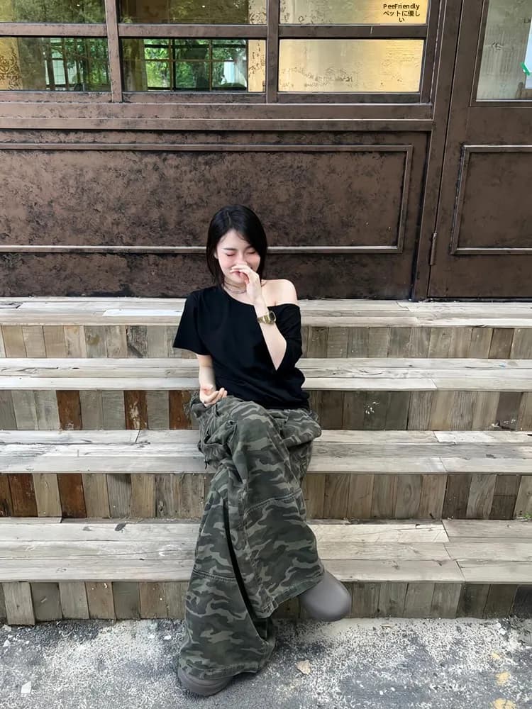Black Off-Shoulder Short-Sleeve T-Shirt Women's Summer Loose Pure Desirable Spicy Girl Large Collar Top Korean Style Commute
