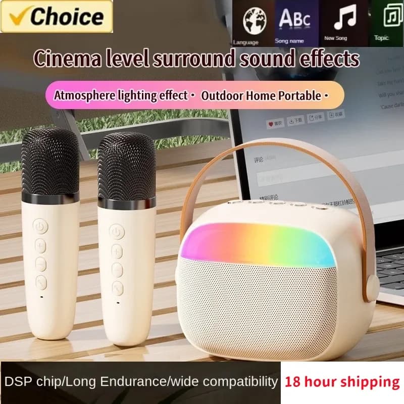 Sistema Karaoke Portatile K30 con Altoparlante Bluetooth 5.3 e 1-2 Microfoni Wireless, Regalo per Famiglia e Bambini