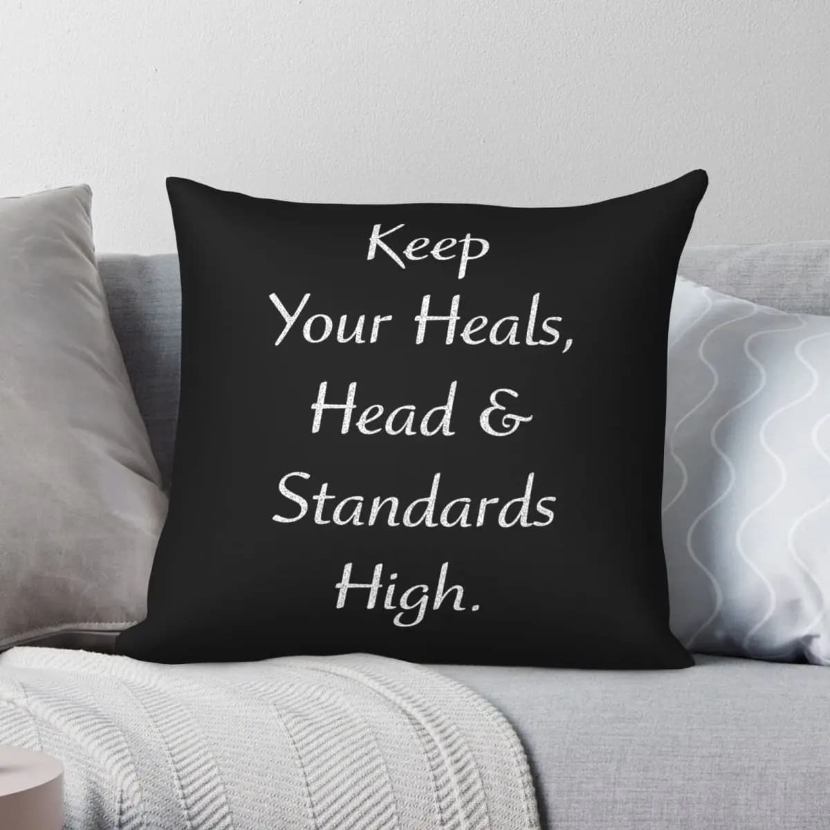 Keep Your Heals Head Standards High Square Pillowcase Polyester Linen Velvet Printed Zip Decor Pillow Case Sofa Cushion Cover