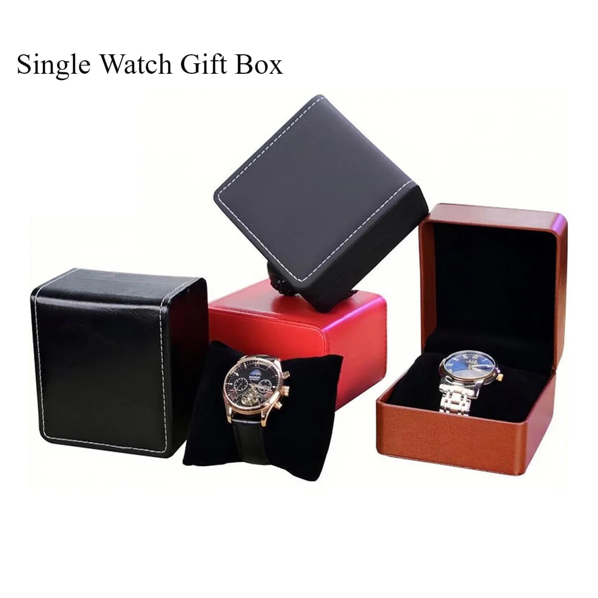 Confezione regalo per orologio singolo con cuscino Organizzatore per vetrina per orologio da polso in pelle PU per donna Uomo Miglior contenitore per gioielli regalo
