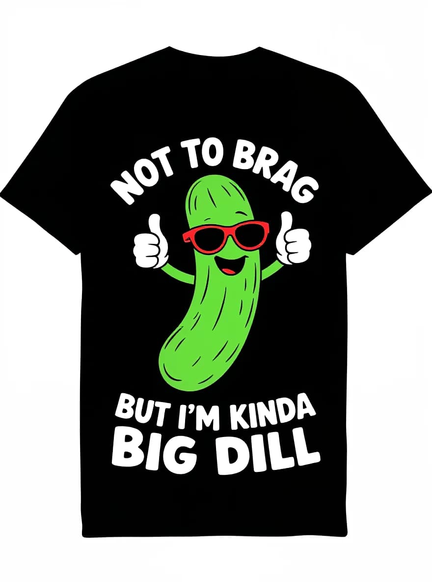 T-shirt Big Dill Pickle - Divertente amante degli alimenti T-shirt estiva casual all'aperto in cotone 100%.