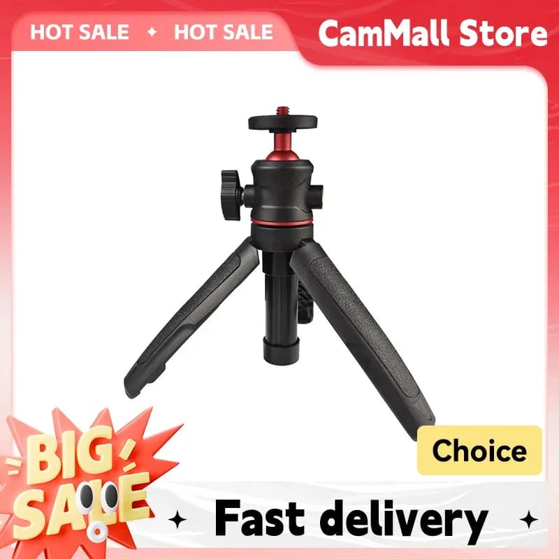 MT-08 Mini treppiede estensibile con testa a sfera - Supporto portatile con vite da 1/4" per selfie, staffa da tavolo per telefono/fotocamera