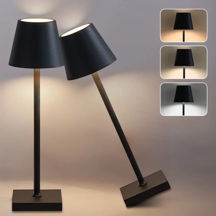 Lampada da tavolo touch ricaricabile a LED senza fili per hotel 3 colori Comodino Luci ambientali creative Lampada da scrivania a LED Bar Decorazione esterna Luce
