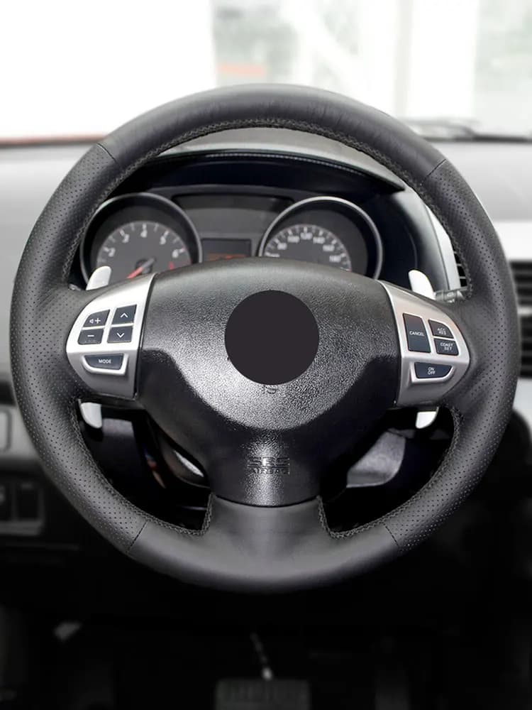 Car steering wheel Black leather cover for Mitsubishi Lancer X 2007-2015 Outlander 2006-2013 ASX 2010-13 Pajero Sport 2008- 2016