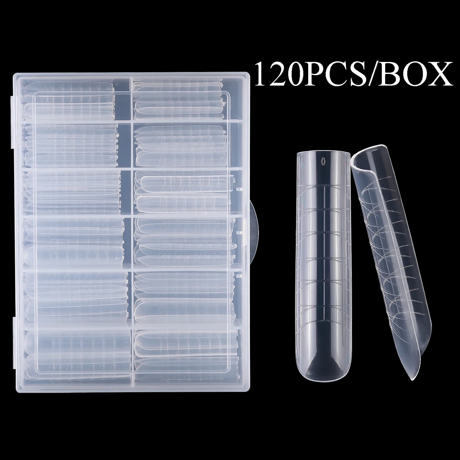 120pcs Fake Nail Bamboo Quick Extension Tips Reusable Polygel Nails Form With Scale Uv Gel Polish Mold